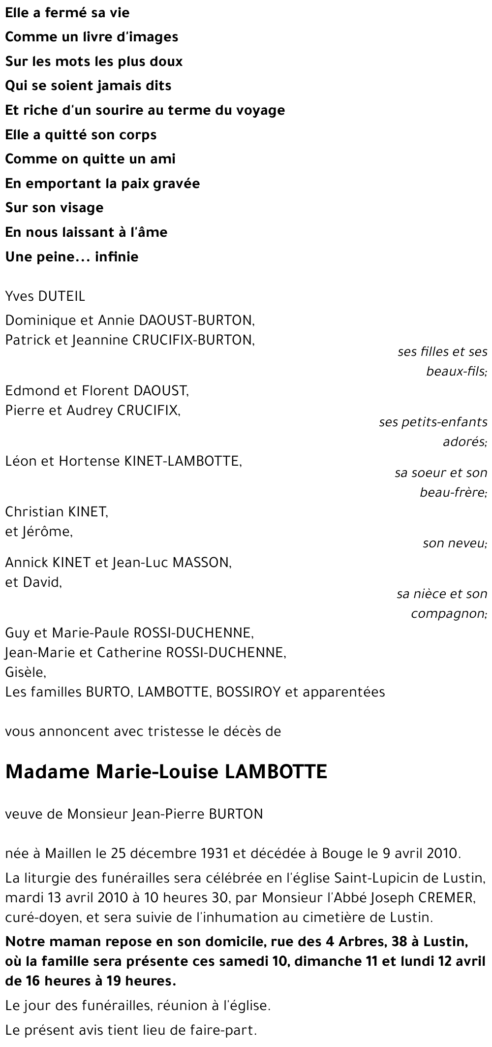 Marie-Louise LAMBOTTE