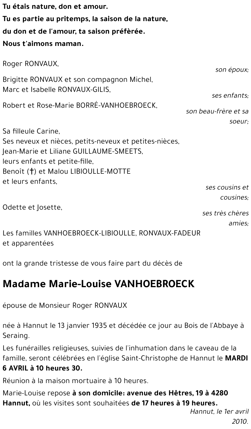 Marie-Louise VANHOEBROECK