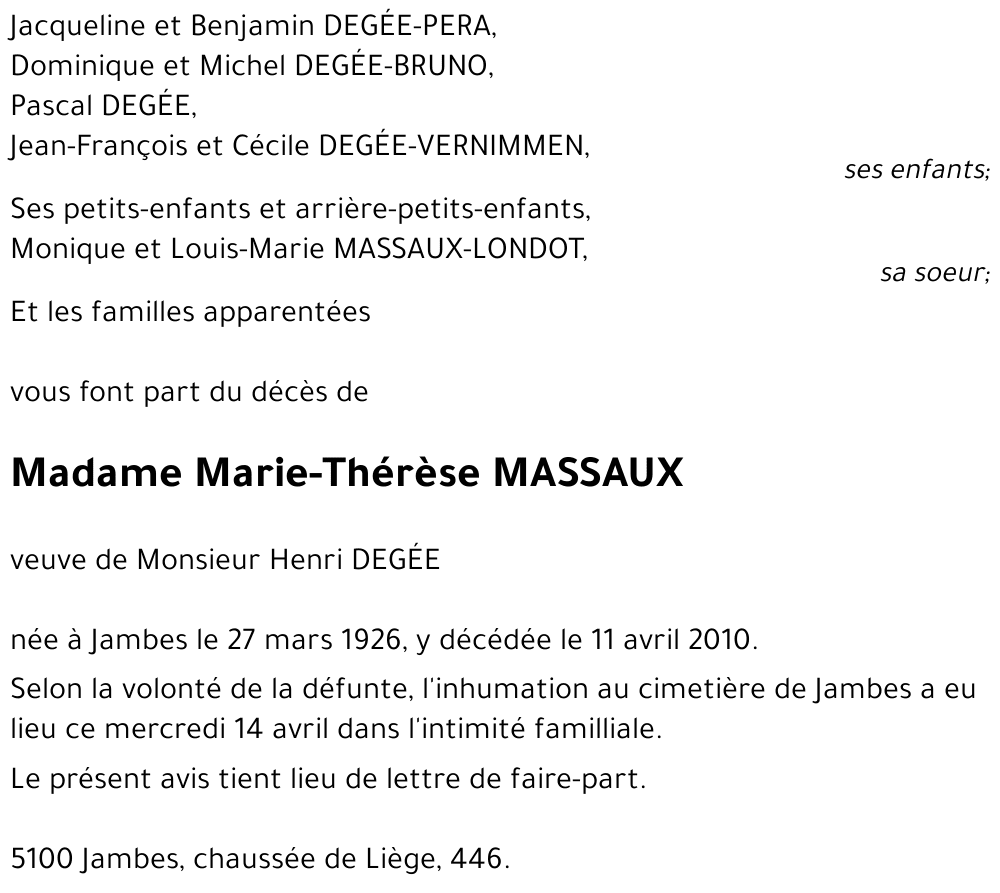 Marie-Thérèse MASSAUX