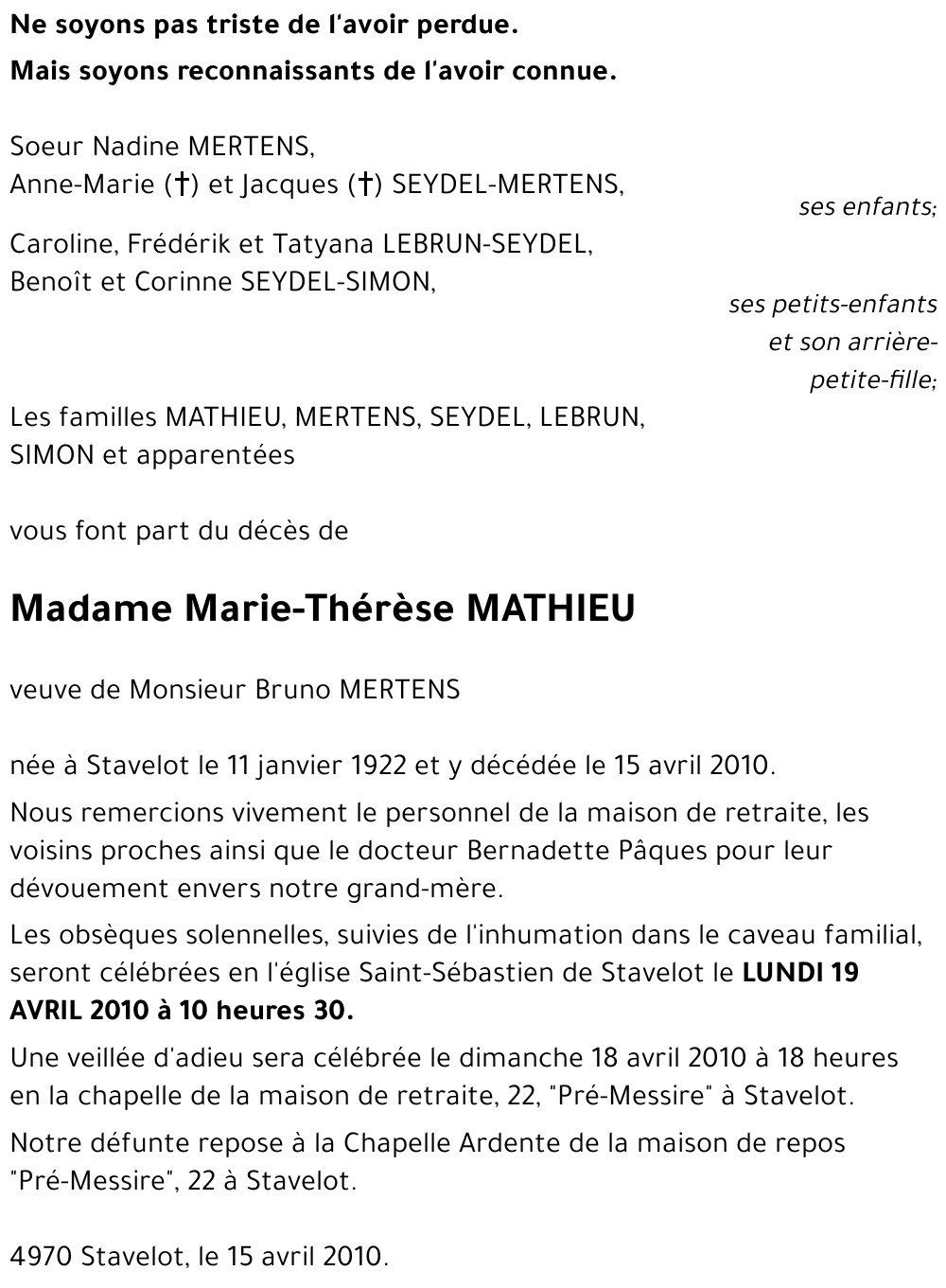 Marie-Thérèse MATHIEU