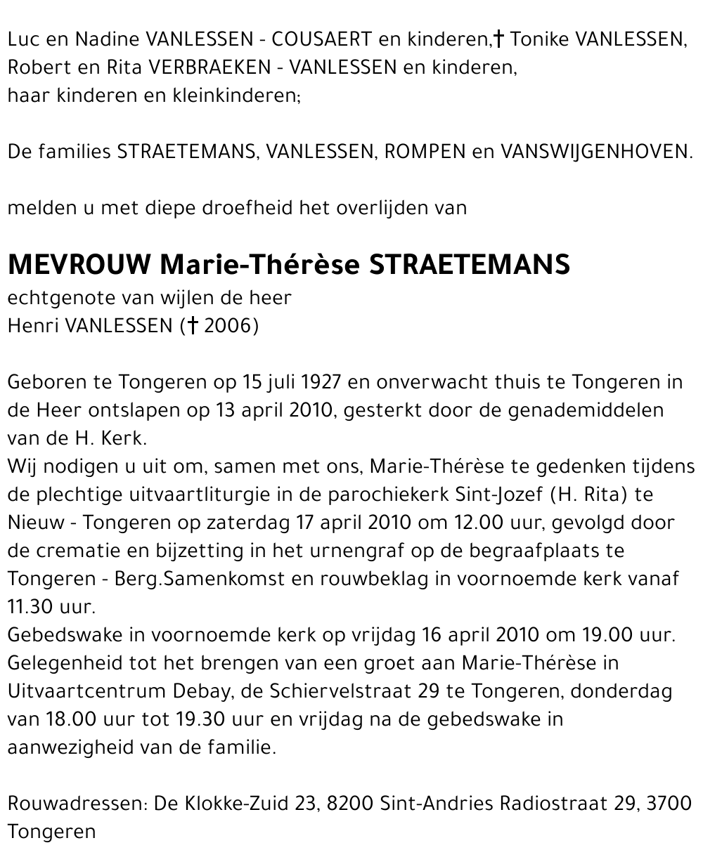 Marie-Thérèse STRAETEMANS