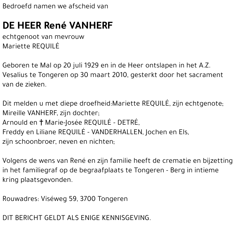 Renier VANHERF
