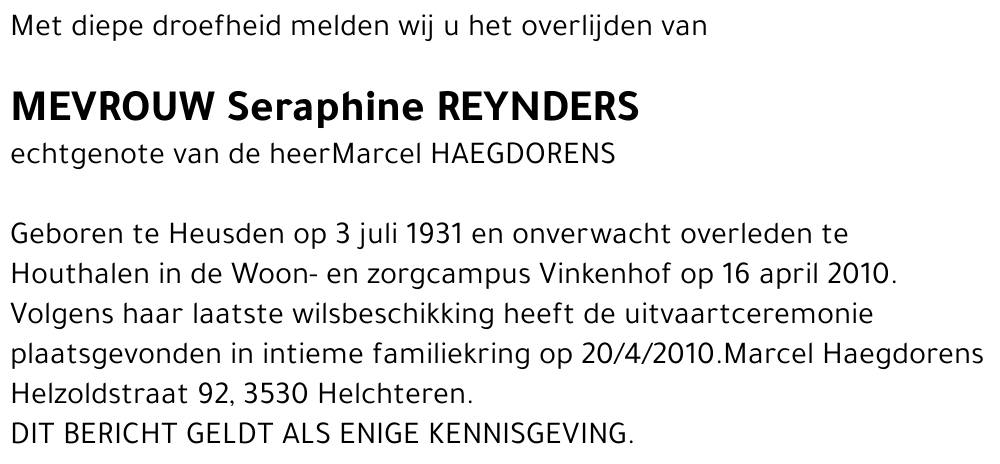 Seraphine REYNDERS
