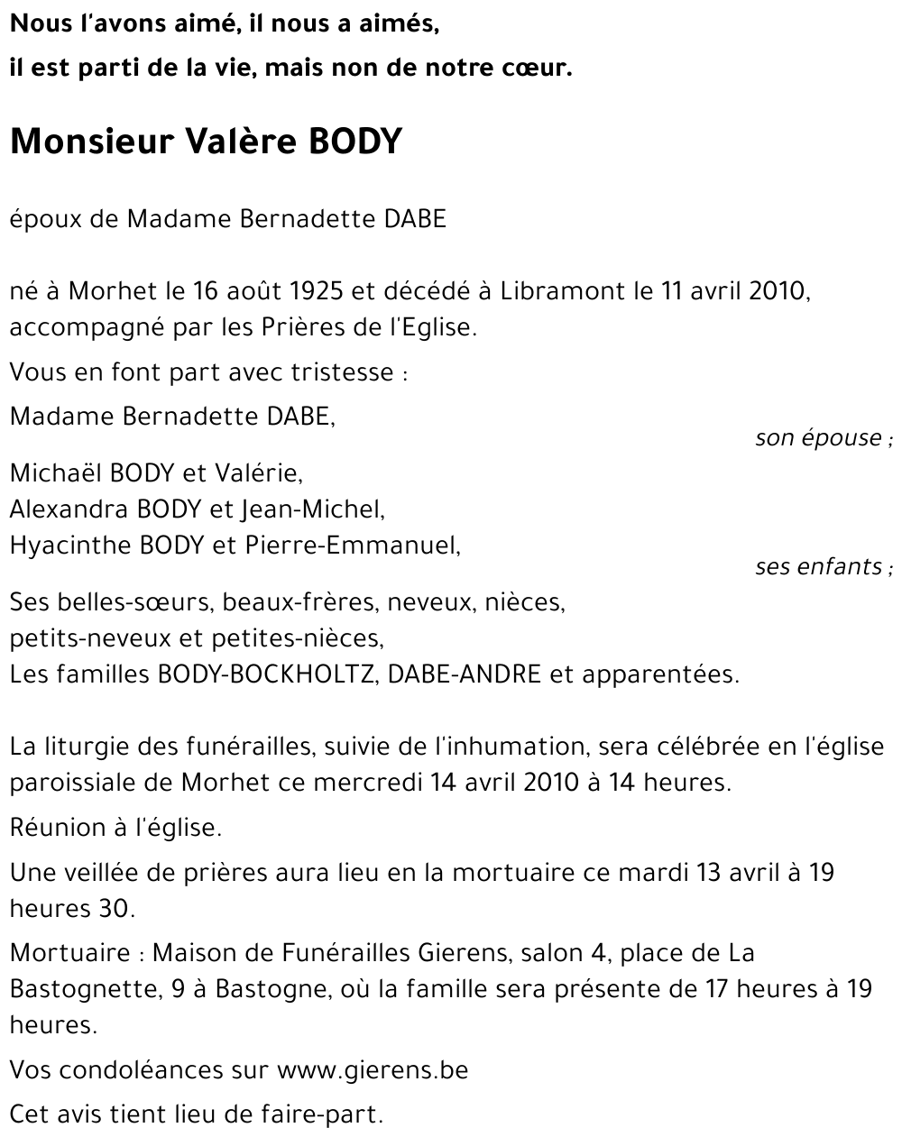 Valère BODY