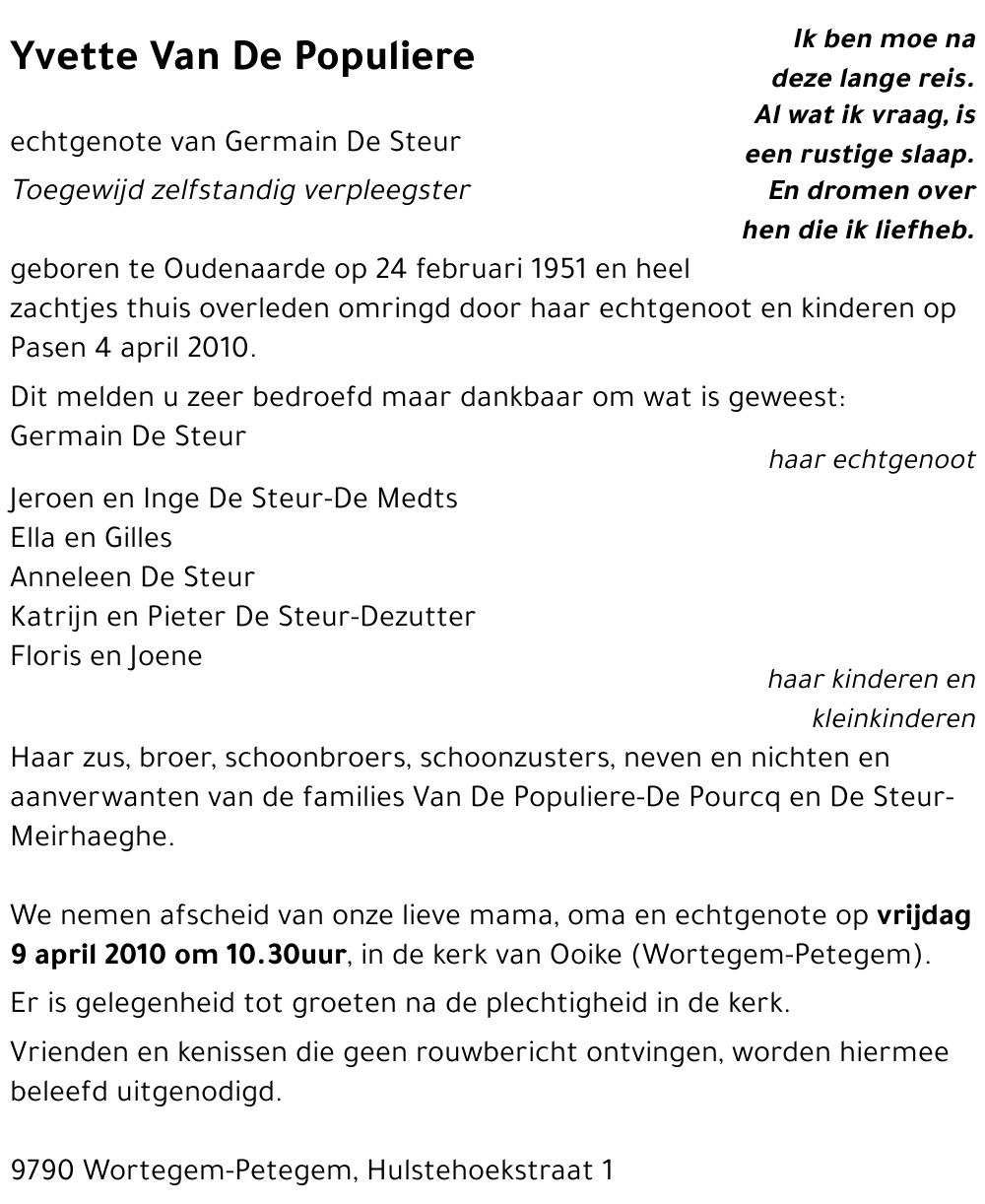 Yvette Van De Populiere