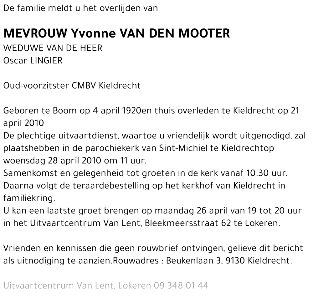 Yvonne Van den Mooter