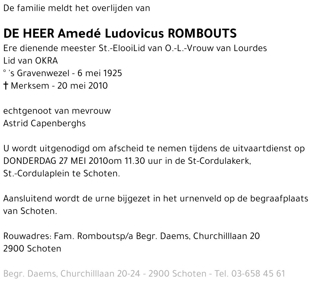 Amedé Ludovicus ROMBOUTS