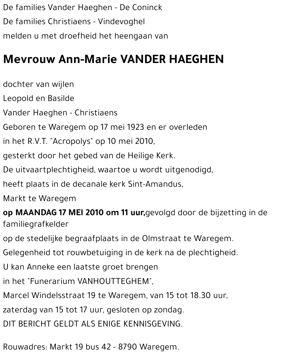 Ann-Marie VANDER HAEGHEN