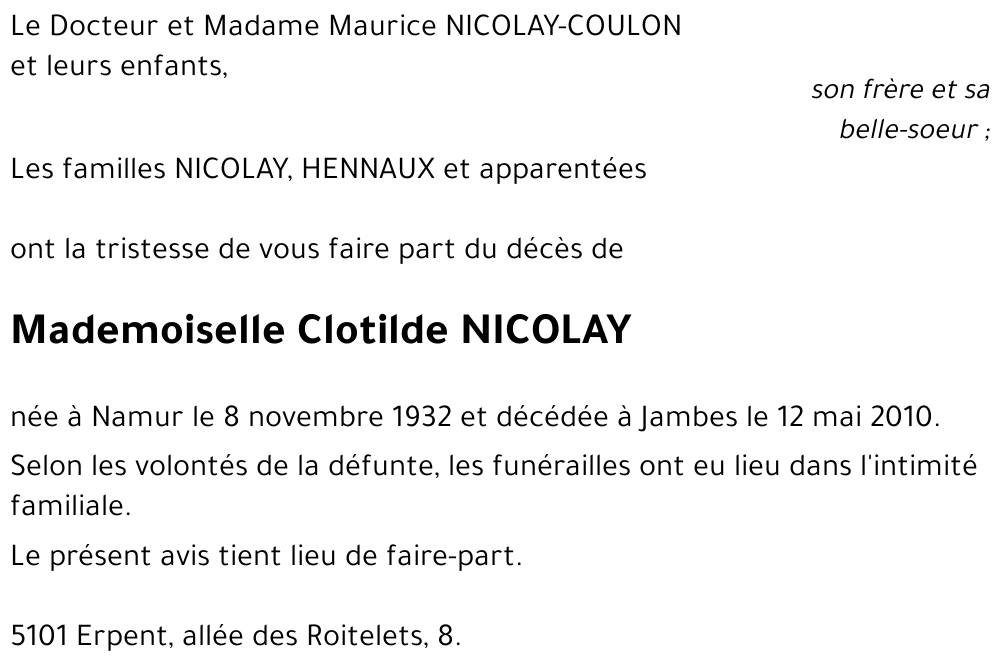 Clotilde NICOLAY