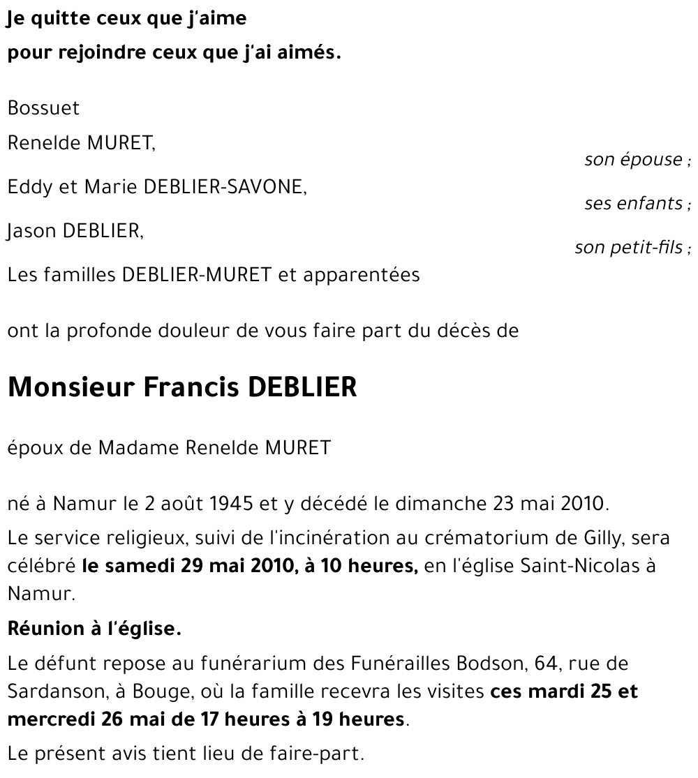 Francis DEBLIER