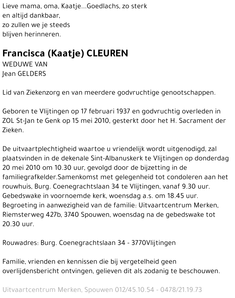 Francisca (Kaatje) Cleuren