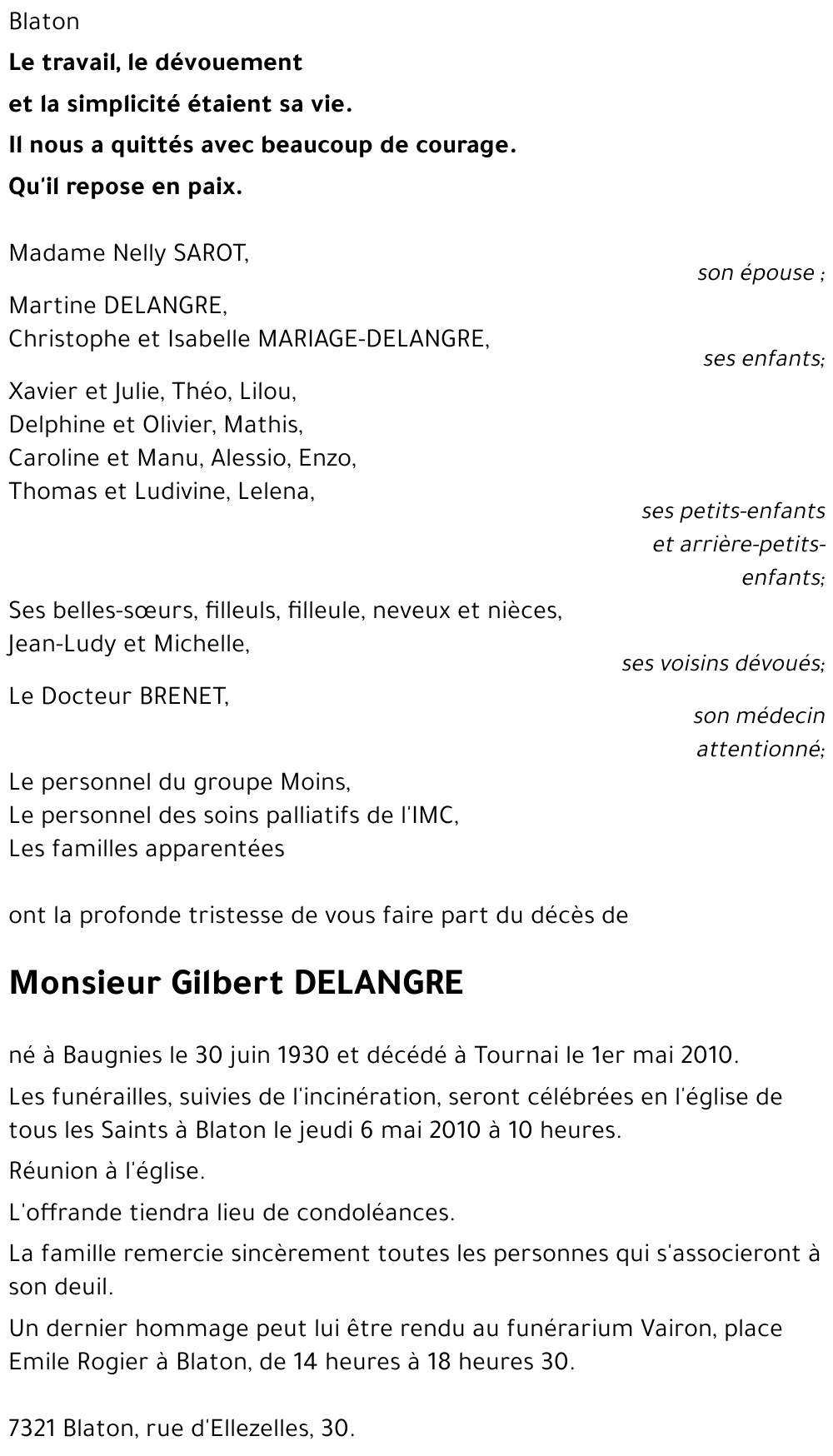 Gilbert DELANGRE