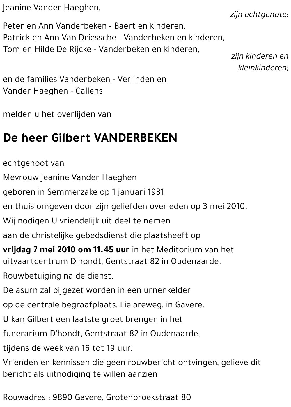 Gilbert VANDERBEKEN