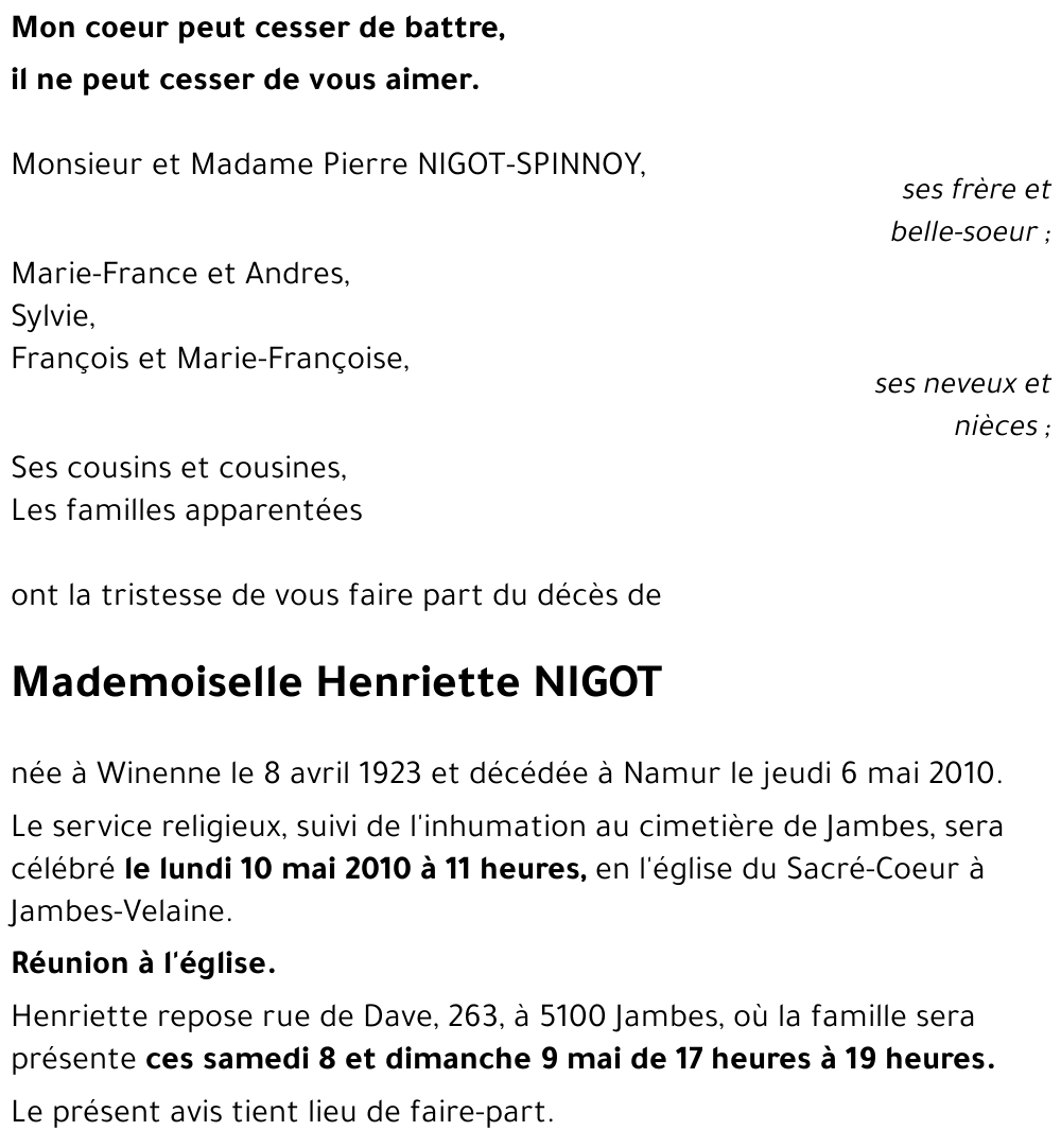 Henriette NIGOT