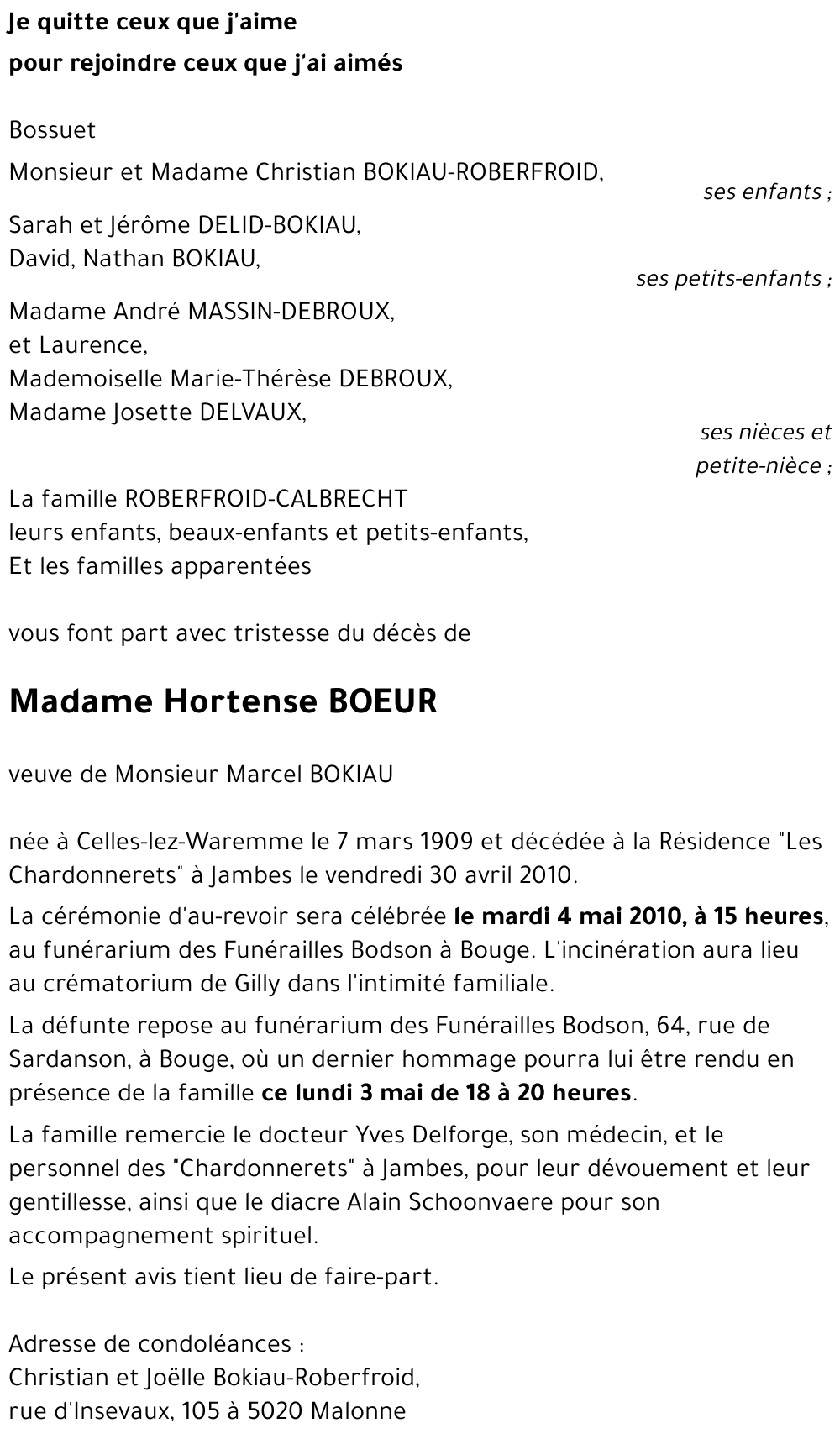 Hortense BOEUR