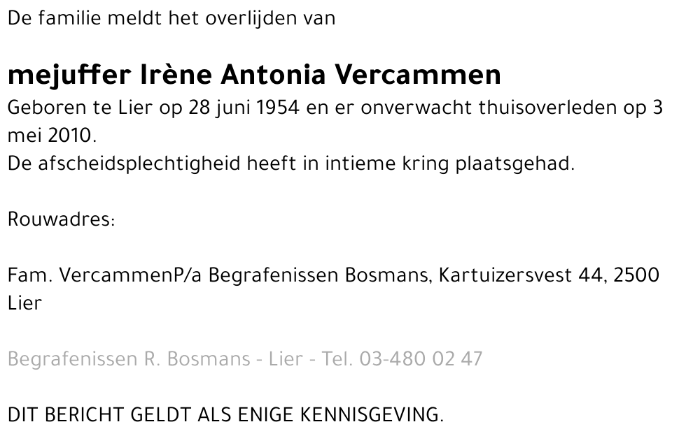 Irène Antonia Vercammen