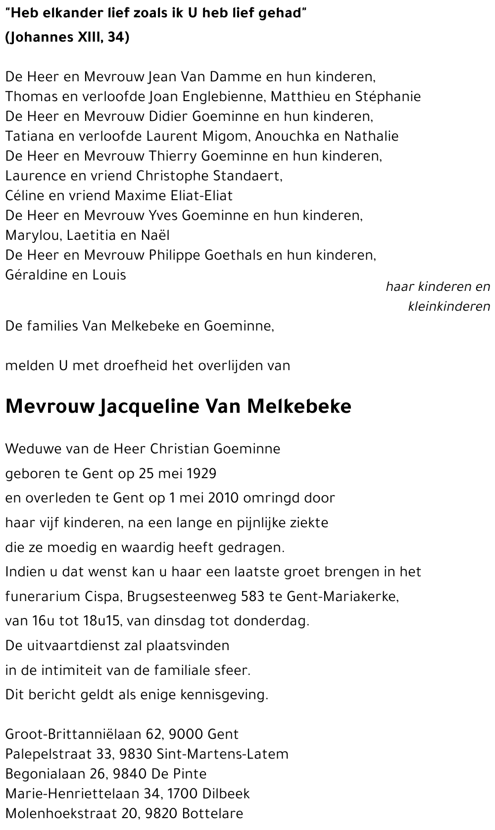 Jacqueline VAN MELKEBEKE