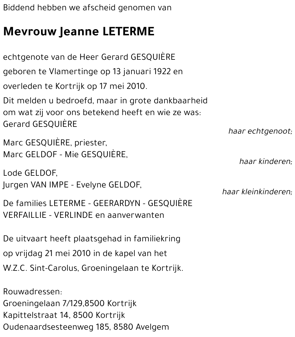 Jeanne LETERME