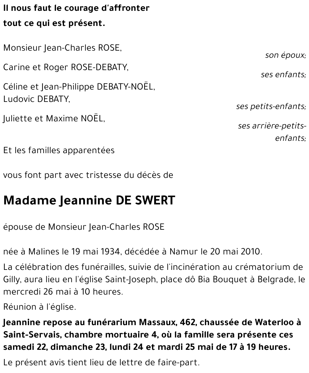 Jeannine DE SWERT