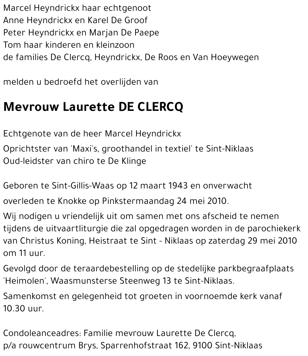 Laurette DE CLERCQ