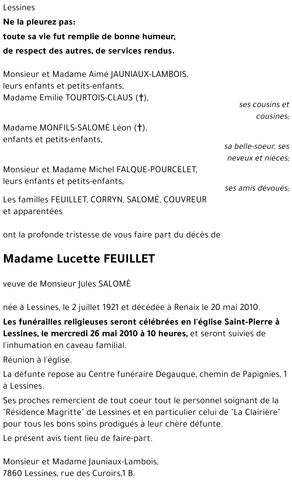 Lucette FEUILLET