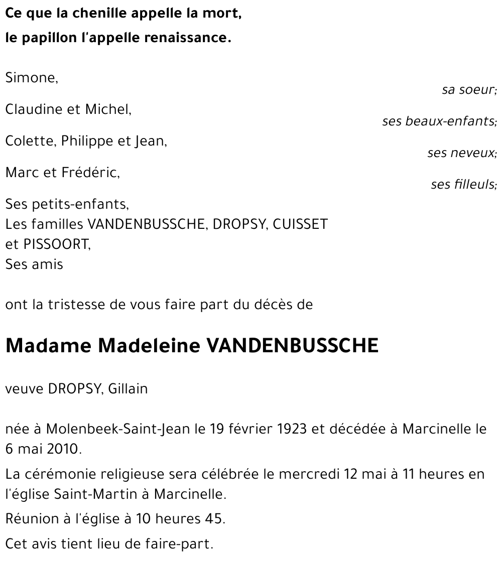 Madeleine VANDENBUSSCHE