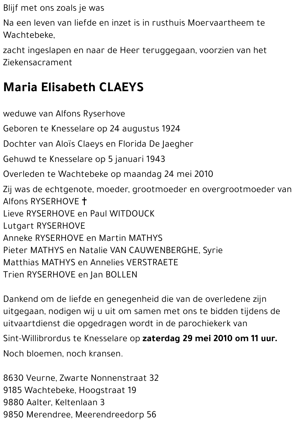 Maria Elisabeth CLAEYS