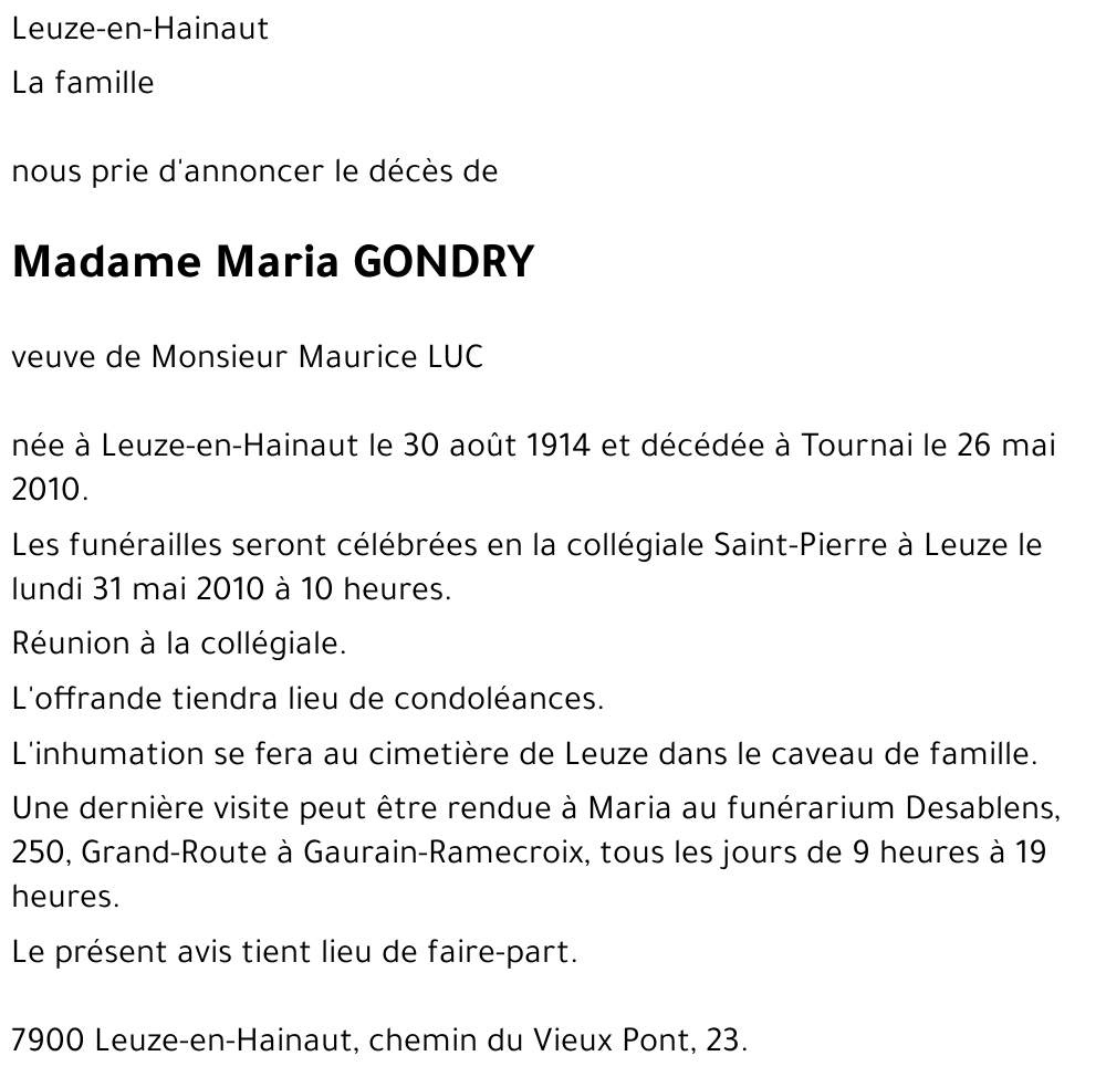 Maria GONDRY
