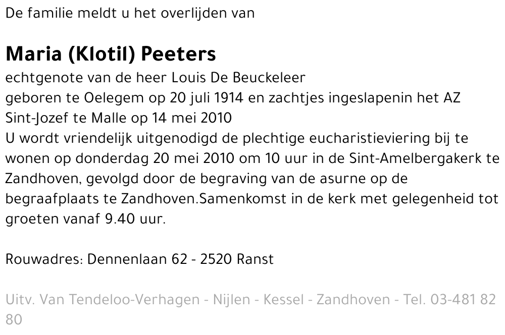 Maria (Klotil) Peeters