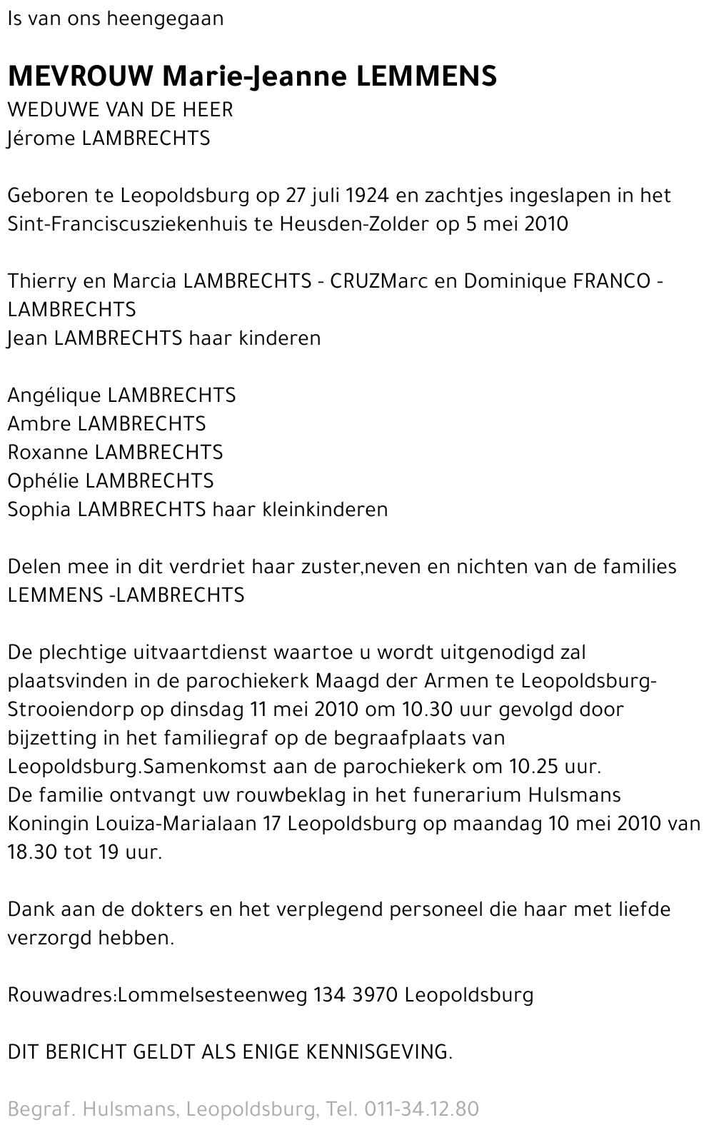 Marie-Jeanne LEMMENS