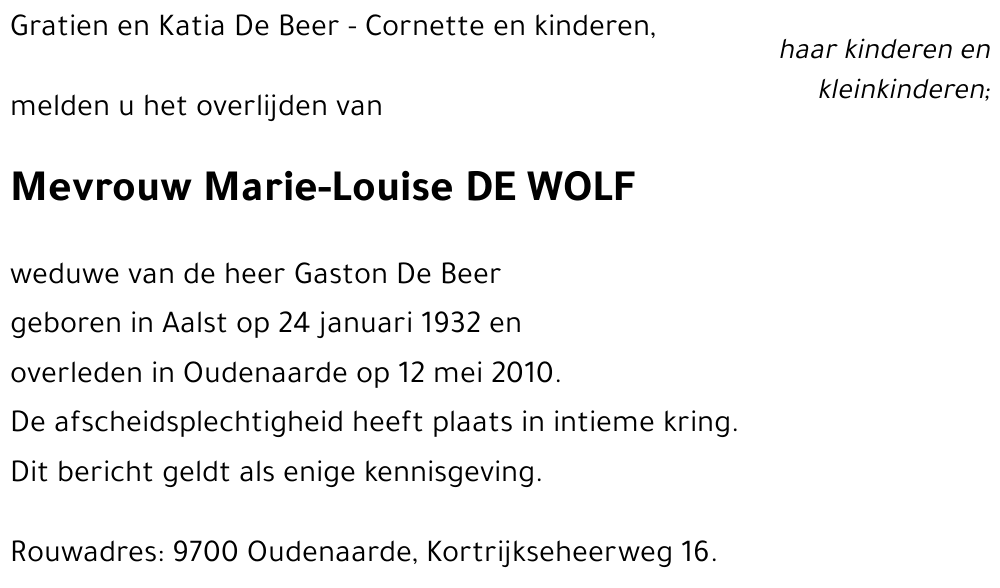 Marie-Louise DE WOLF