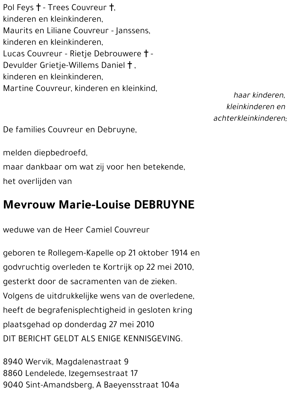 Marie-Louise DEBRUYNE