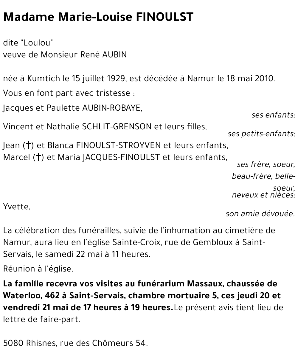 Marie-Louise FINOULST