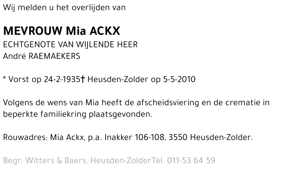 Mia Ackx