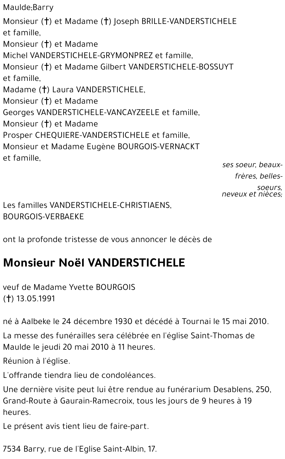 Noël VANDERSTICHELE