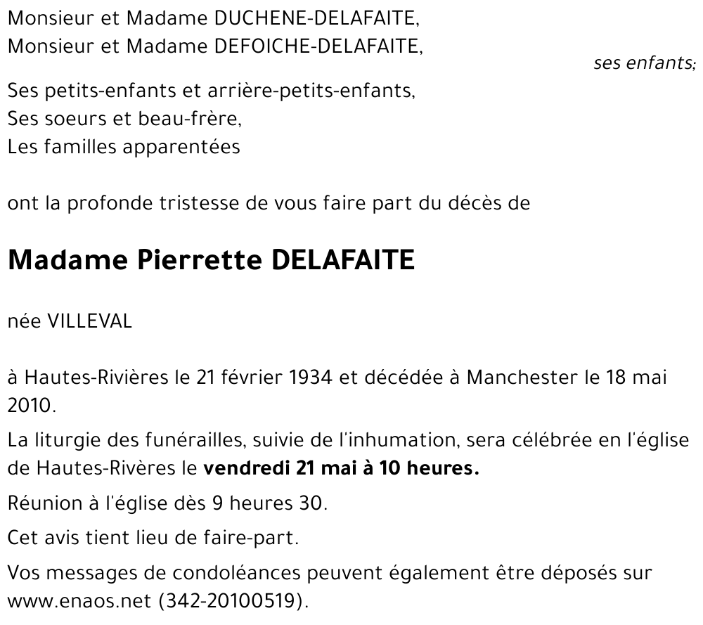 Pierrette DELAFAITE