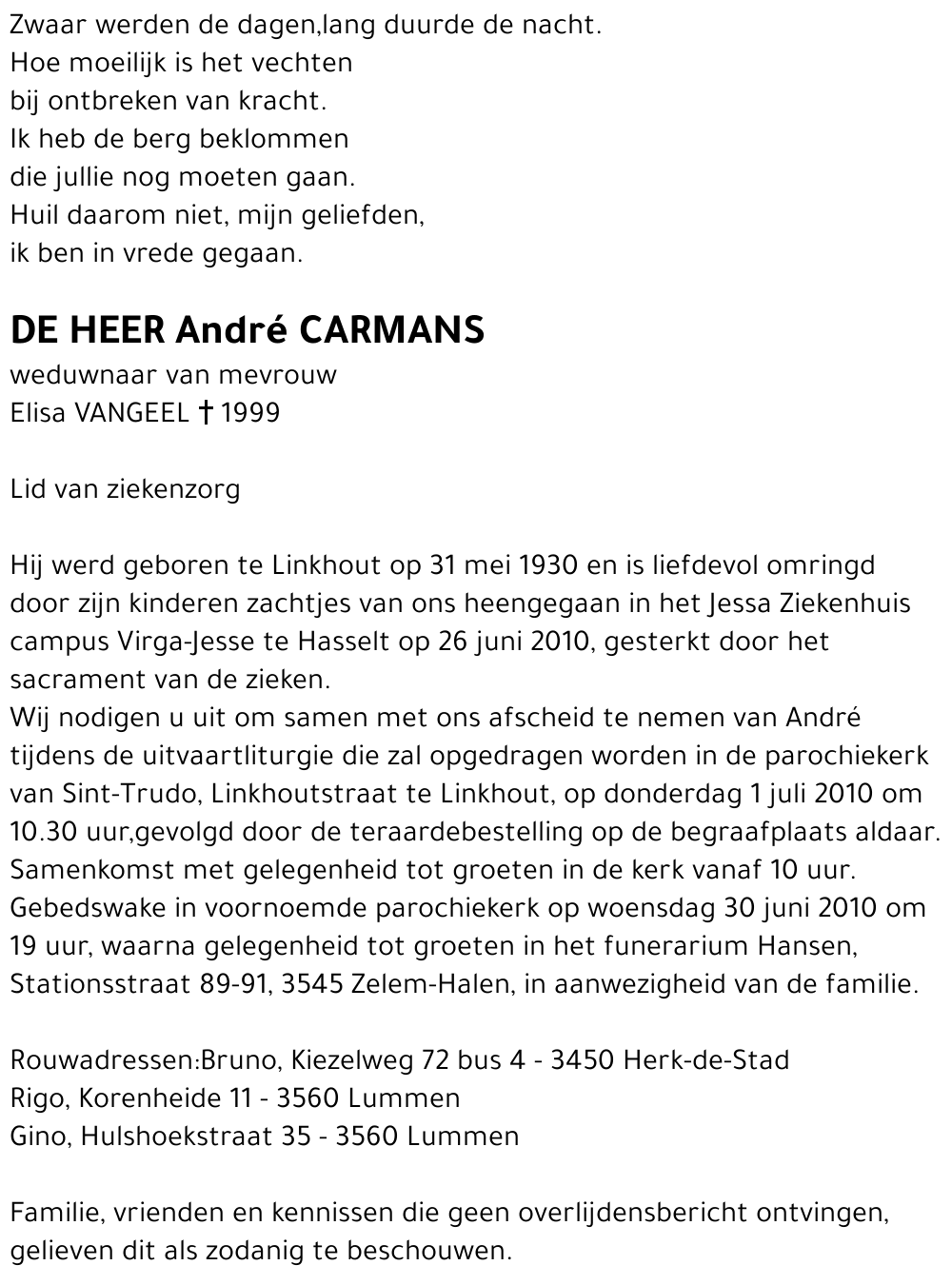 CARMANS André