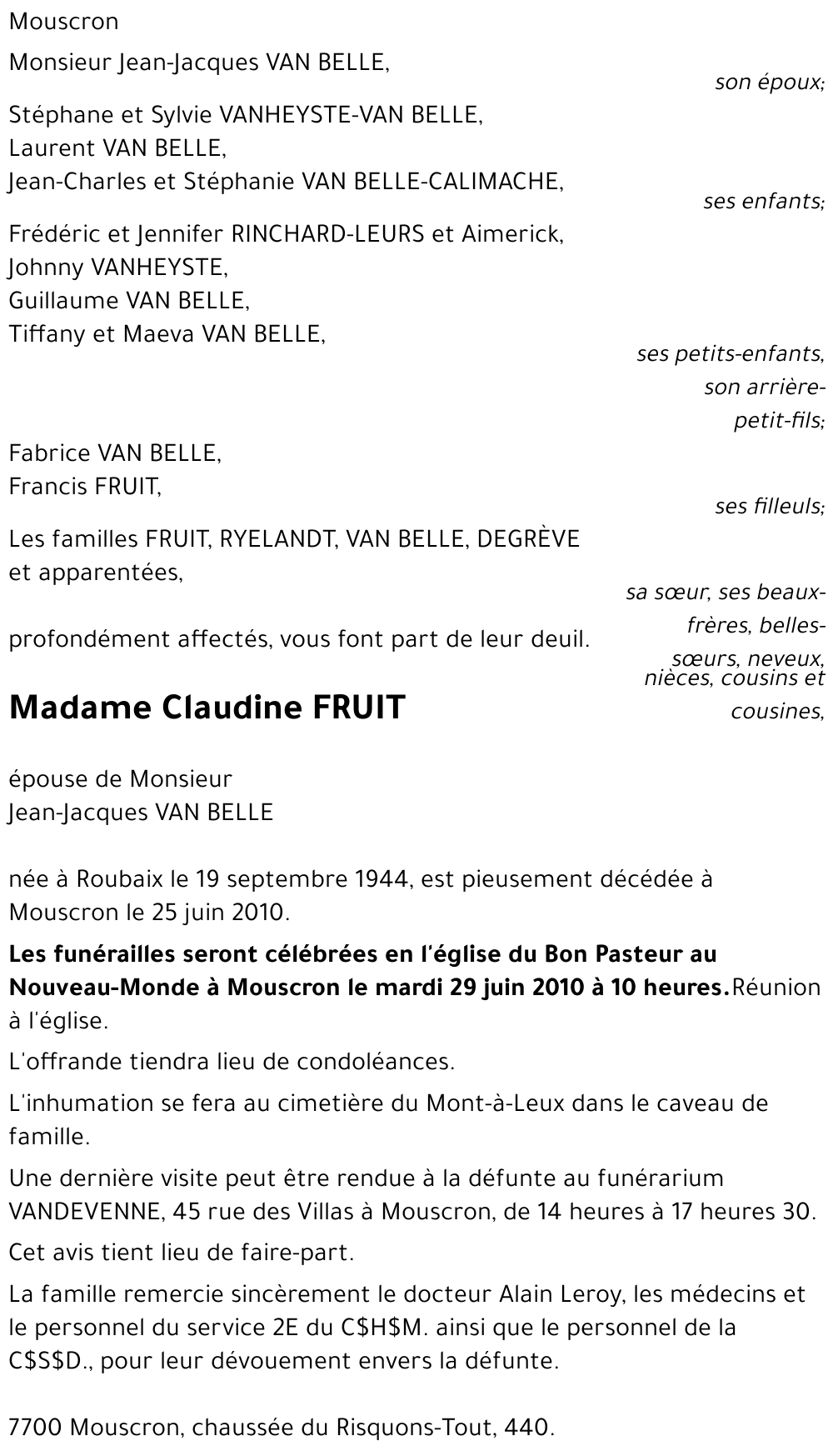 Claudine FRUIT