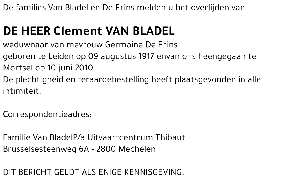 Clement Van Bladel