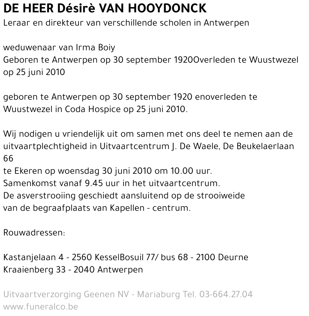 Désirè Van Hooydonck