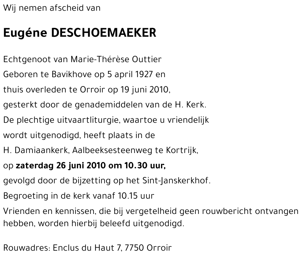 Eugéne DESCHOEMAEKER