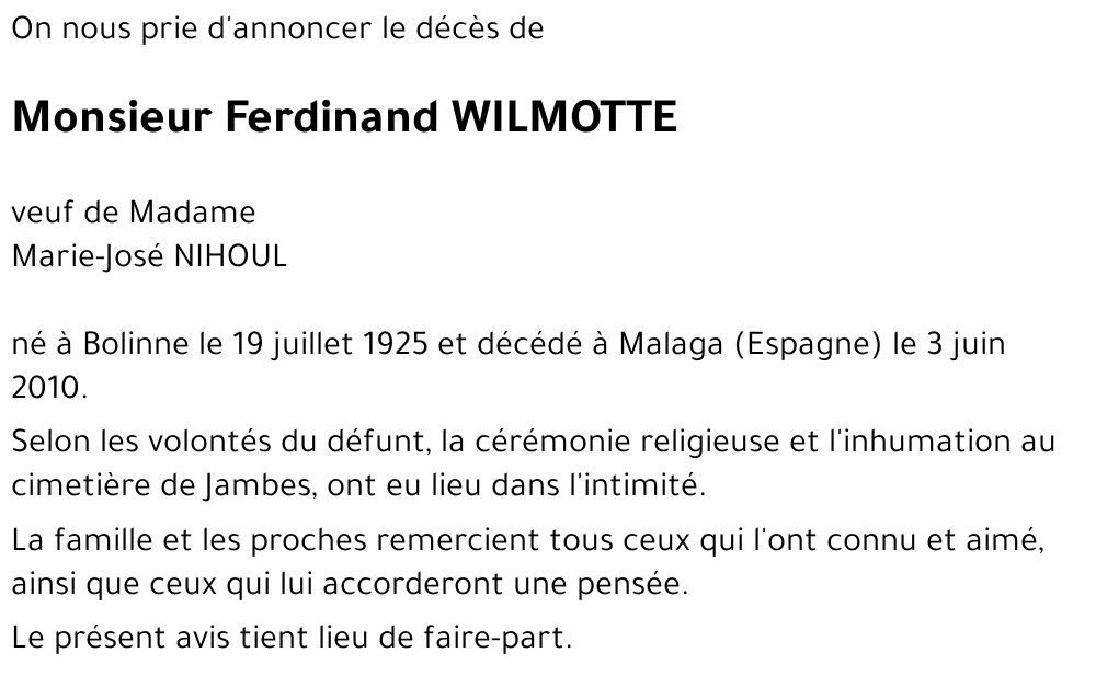 Ferdinand WILMOTTE