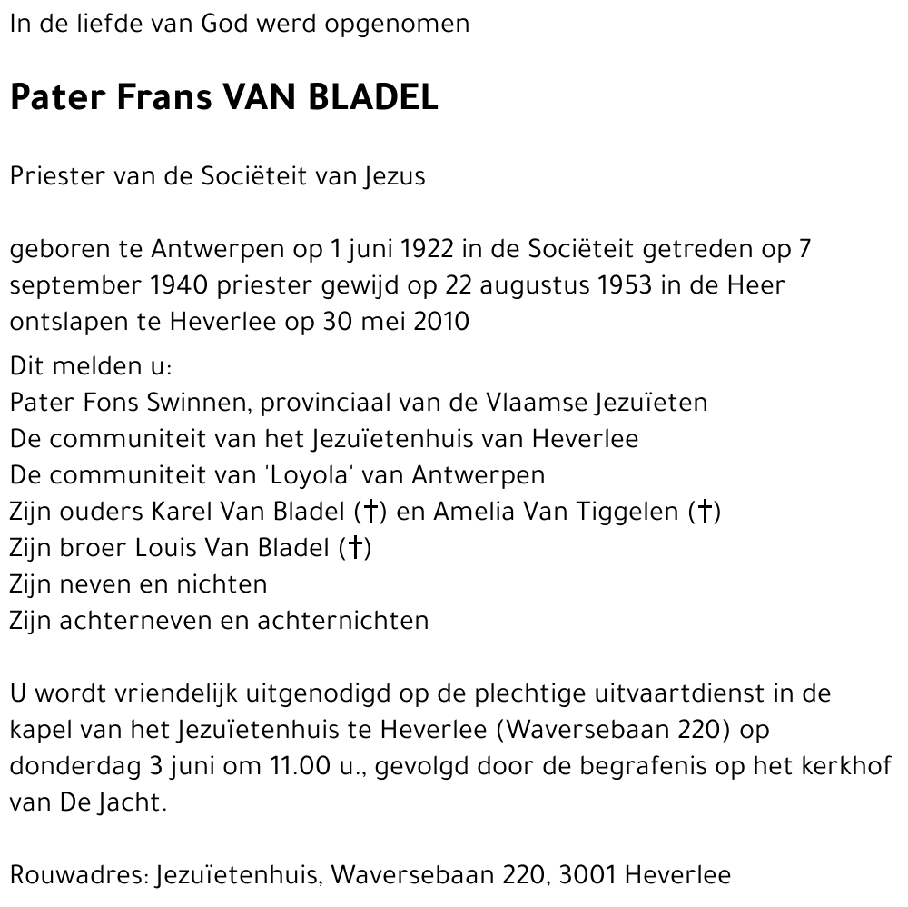 Frans VAN BLADEL