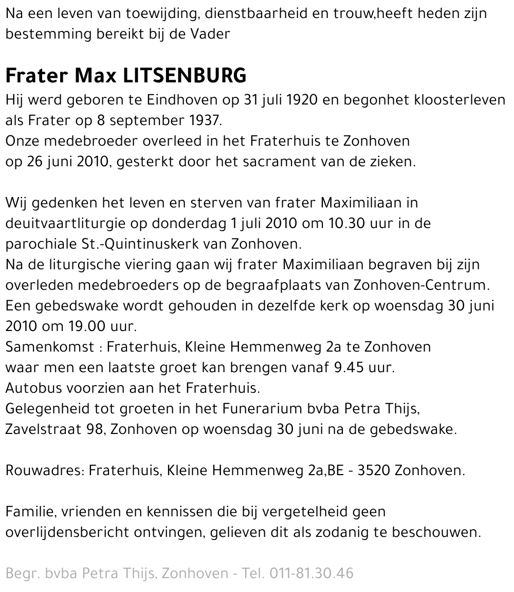 Frater Max Litsenburg