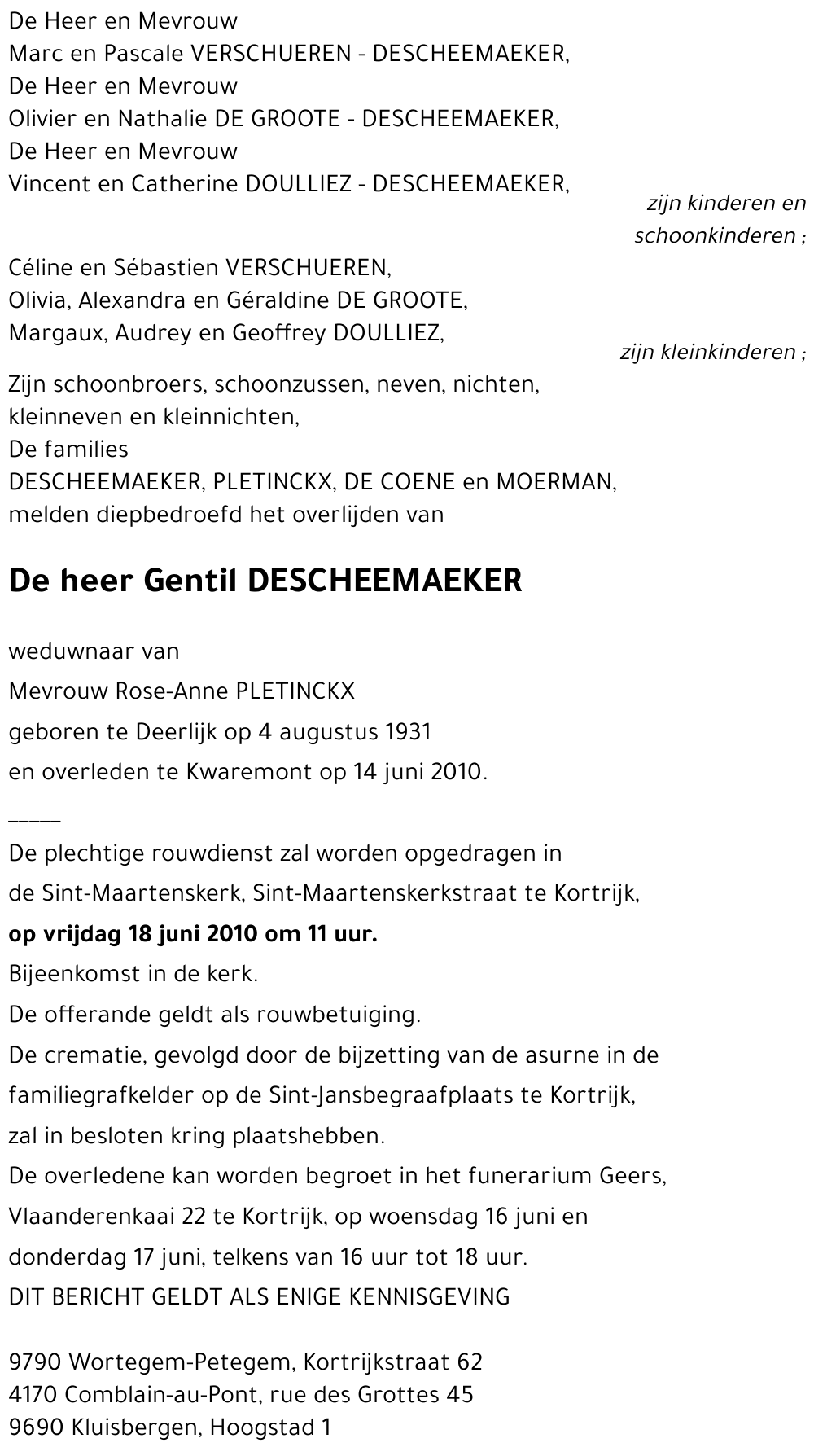 Gentil DESCHEEMAEKER