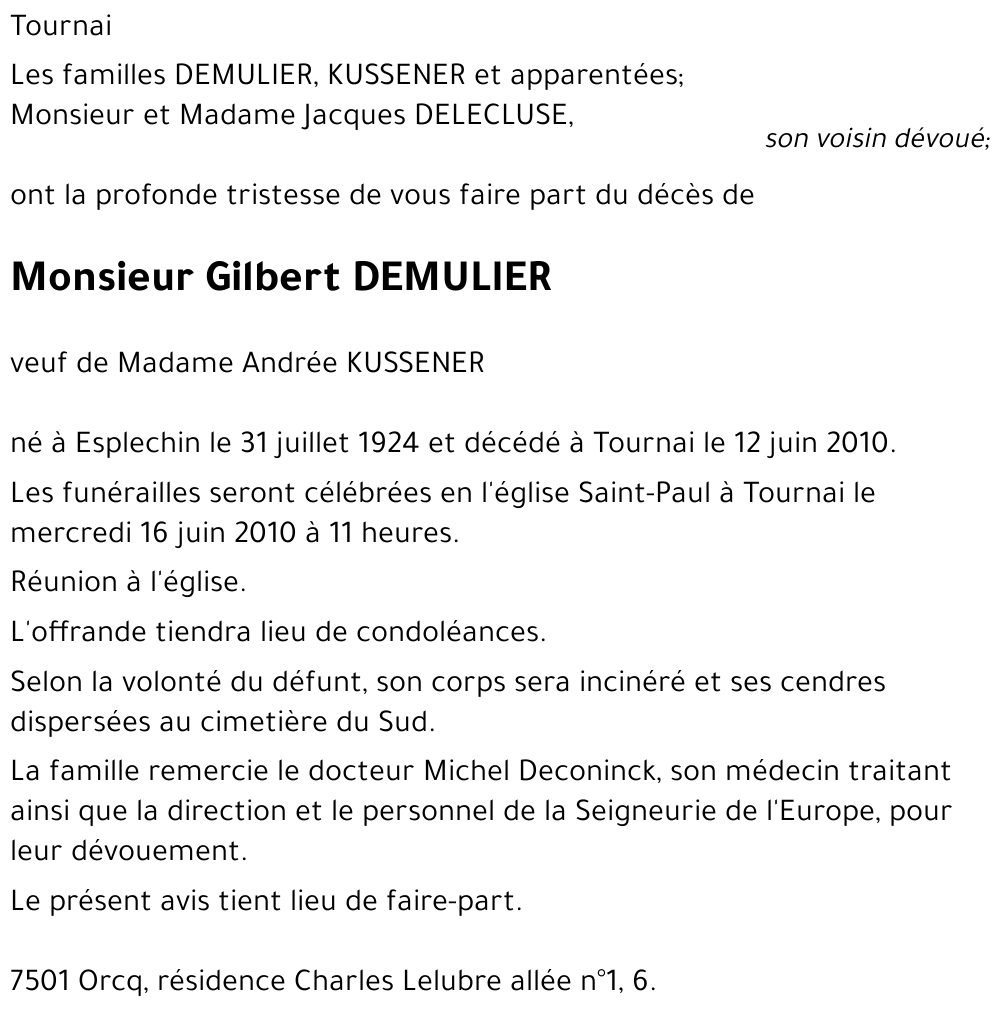 Gilbert DEMULIER