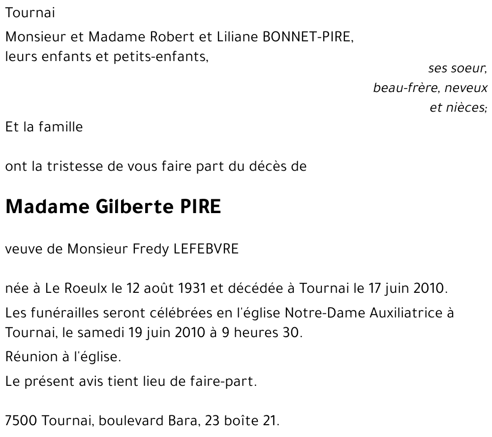 Gilberte PIRE