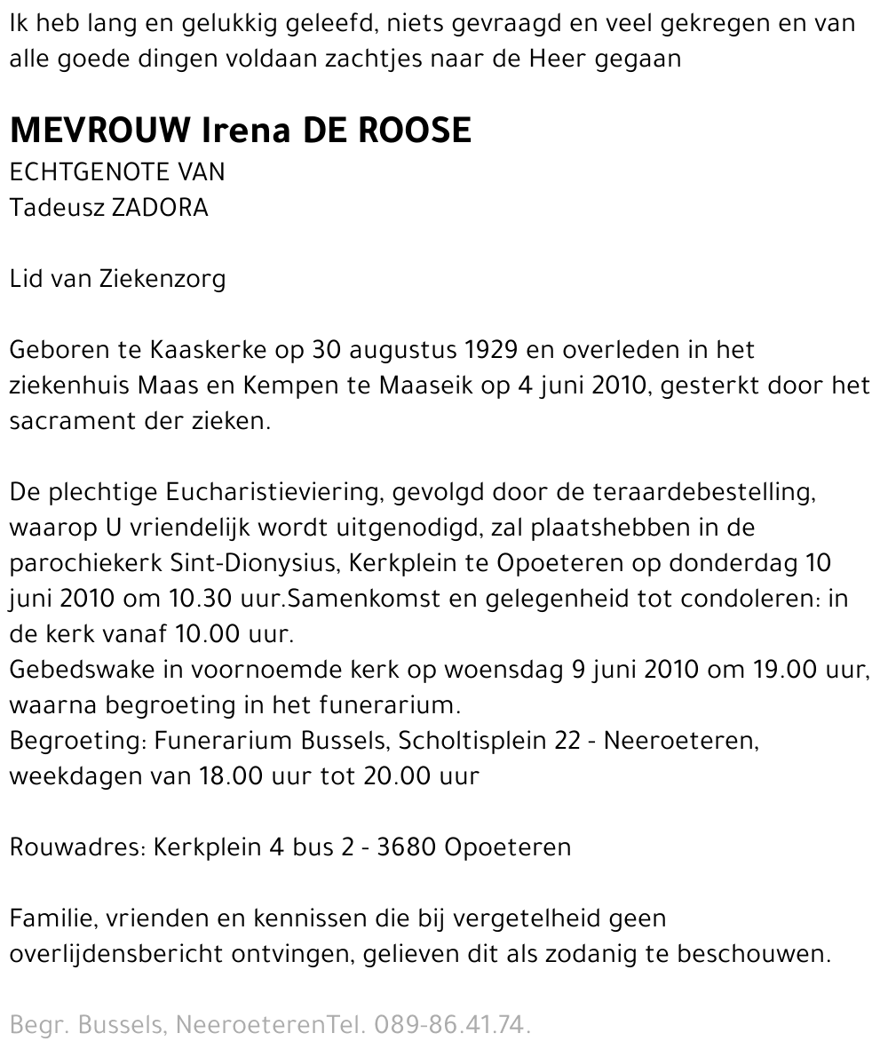Irena DE ROOSE