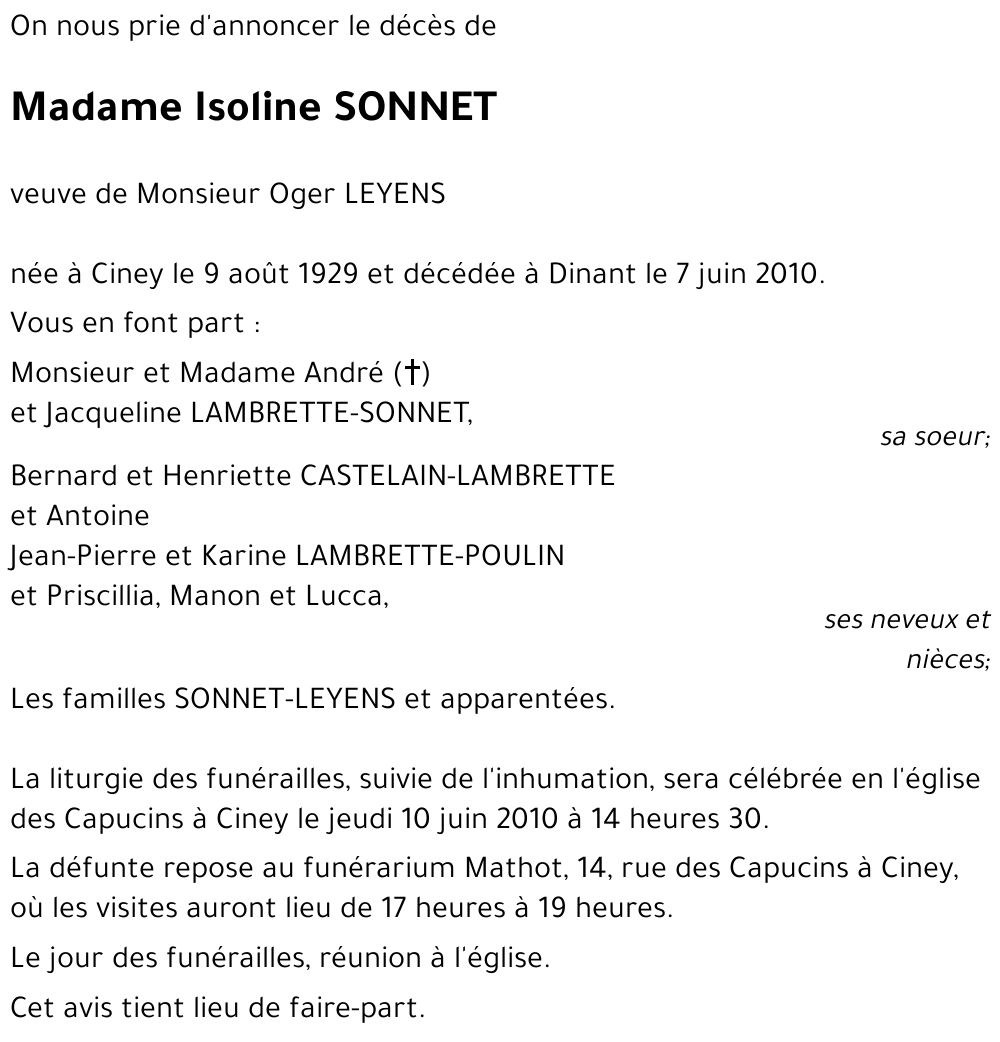 Isoline SONNET