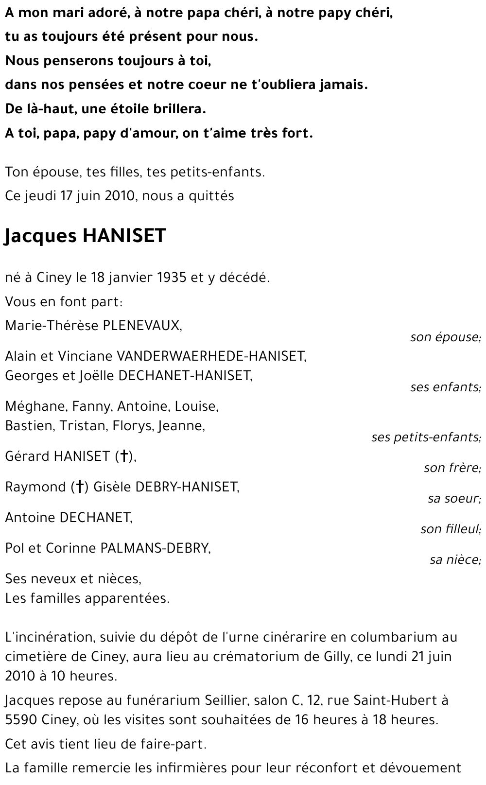 Jacques HANISET